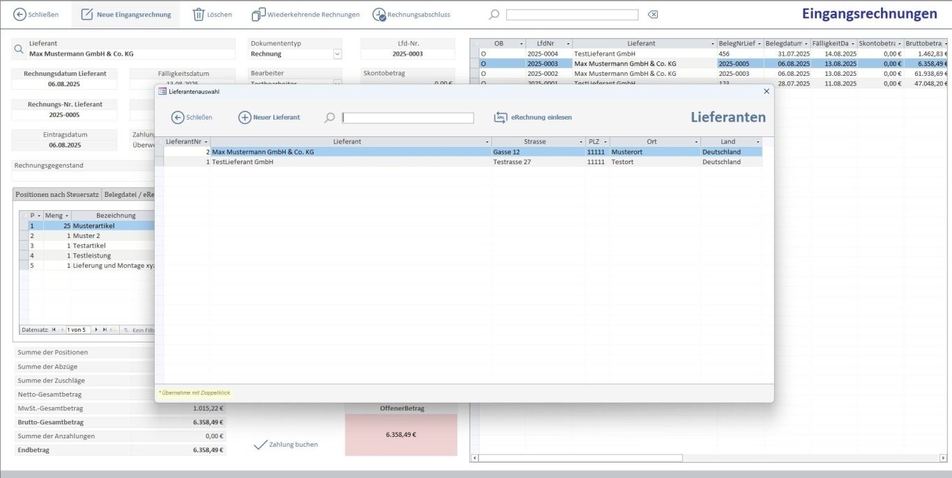 Ausdruck eines Lieferscheins aus Rechnungsprofi Software – übersichtlich mit Kundendaten, Positionen und Lieferdetails